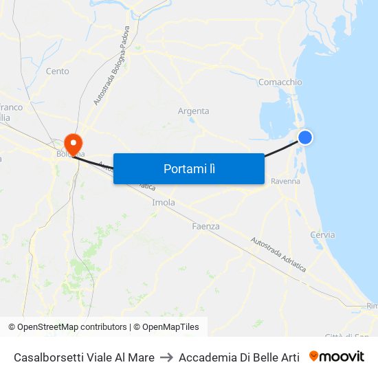 Casalborsetti Viale Al Mare to Accademia Di Belle Arti map