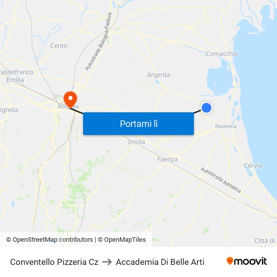 Conventello Pizzeria Cz to Accademia Di Belle Arti map