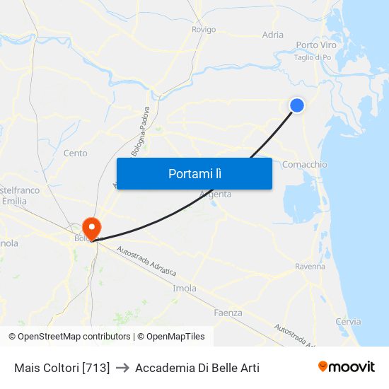 Mais Coltori [713] to Accademia Di Belle Arti map
