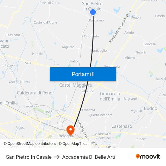 San Pietro In Casale to Accademia Di Belle Arti map