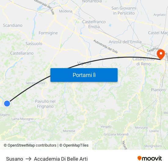 Susano to Accademia Di Belle Arti map