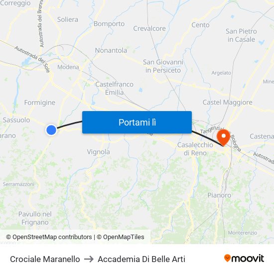 Crociale Maranello to Accademia Di Belle Arti map