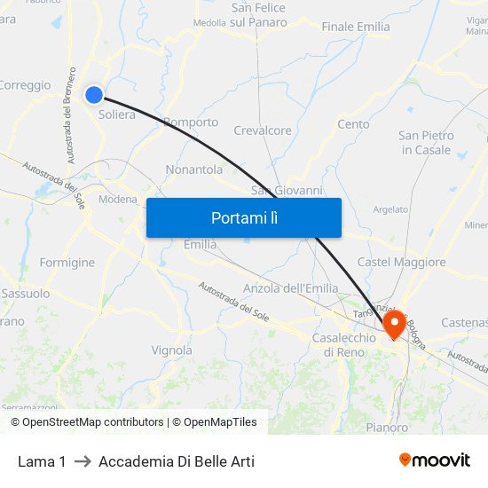 Lama 1 to Accademia Di Belle Arti map