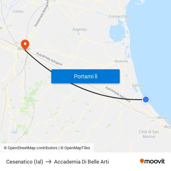 Cesenatico (Ial) to Accademia Di Belle Arti map
