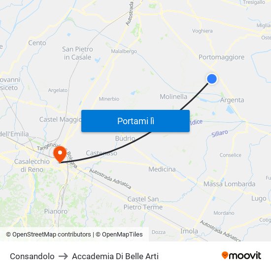 Consandolo to Accademia Di Belle Arti map