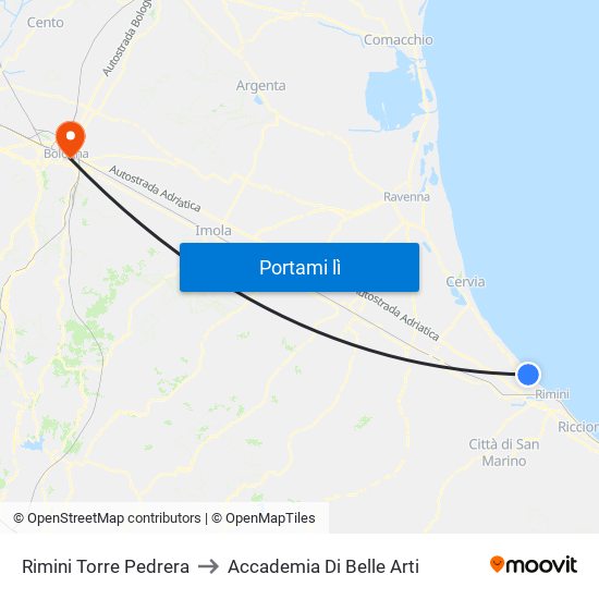 Rimini Torre Pedrera to Accademia Di Belle Arti map