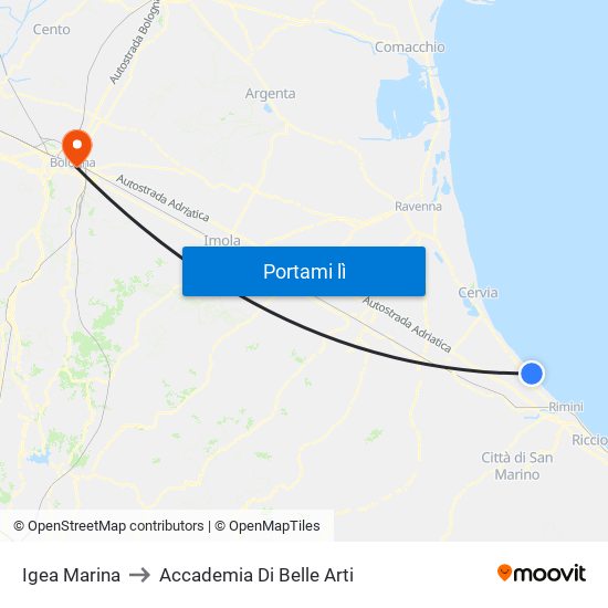 Igea Marina to Accademia Di Belle Arti map