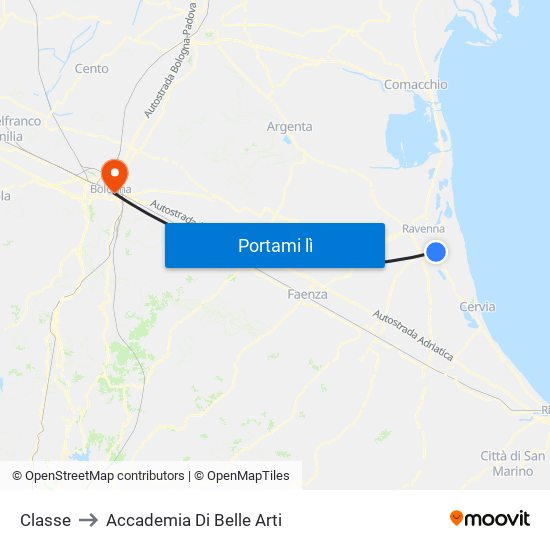 Classe to Accademia Di Belle Arti map