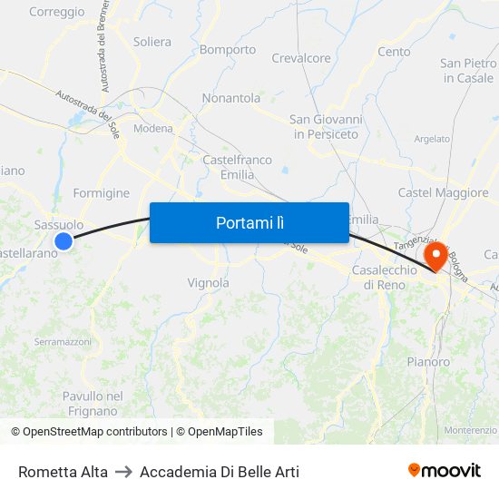 Rometta Alta to Accademia Di Belle Arti map