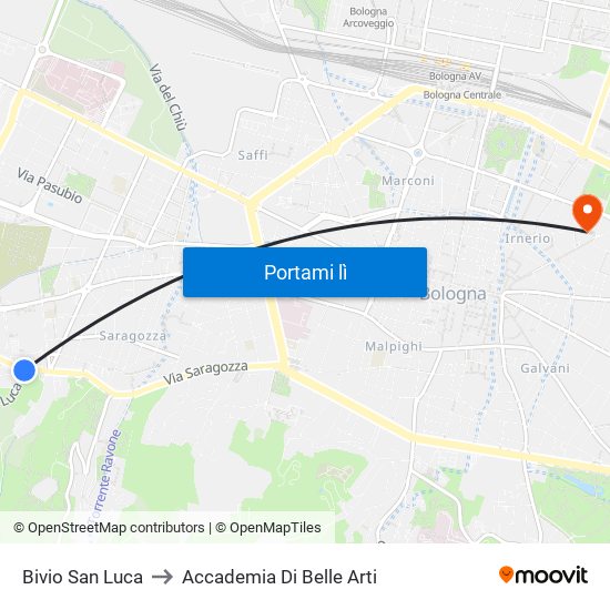 Bivio San Luca to Accademia Di Belle Arti map