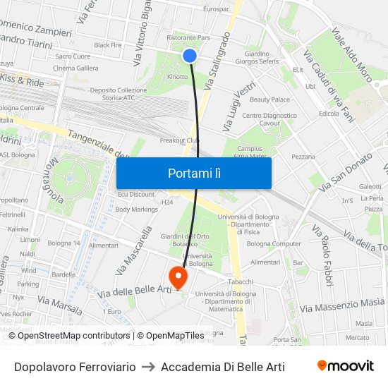 Dopolavoro Ferroviario to Accademia Di Belle Arti map