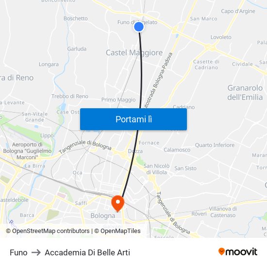 Funo to Accademia Di Belle Arti map