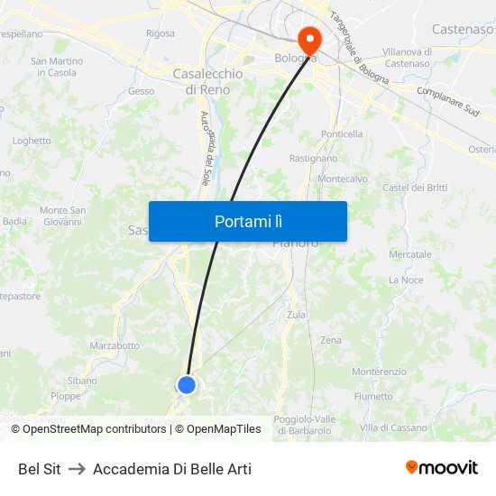 Bel Sit to Accademia Di Belle Arti map