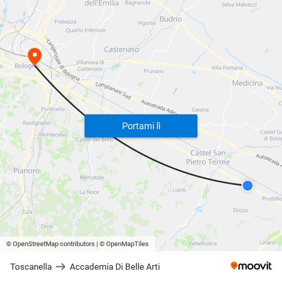 Toscanella to Accademia Di Belle Arti map