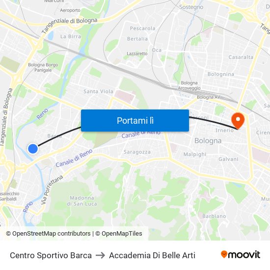 Centro Sportivo Barca to Accademia Di Belle Arti map