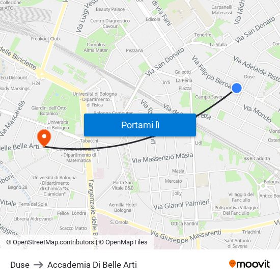 Duse to Accademia Di Belle Arti map