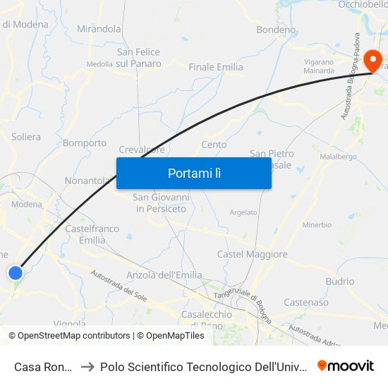 Casa Roncaglia to Polo Scientifico Tecnologico Dell'Università Di Ferrara map