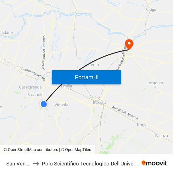 San Venanzio to Polo Scientifico Tecnologico Dell'Università Di Ferrara map