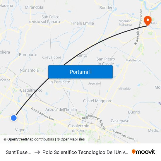 Sant'Eusebio Bv to Polo Scientifico Tecnologico Dell'Università Di Ferrara map