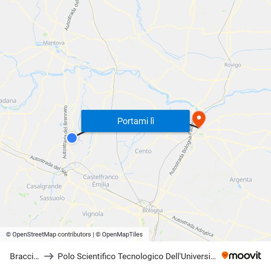 Bracciano to Polo Scientifico Tecnologico Dell'Università Di Ferrara map