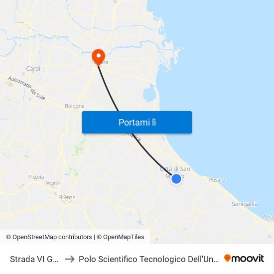 Strada VI Gualdaria to Polo Scientifico Tecnologico Dell'Università Di Ferrara map