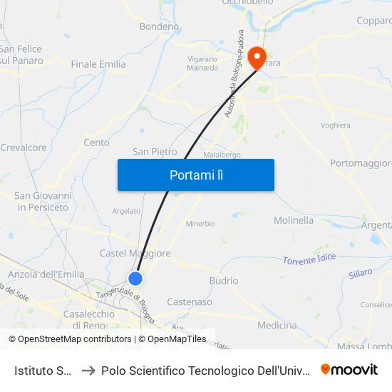 Istituto Serpieri to Polo Scientifico Tecnologico Dell'Università Di Ferrara map