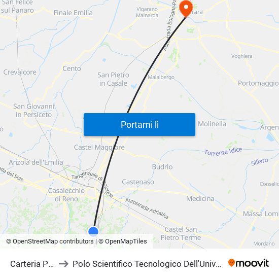 Carteria Puccini to Polo Scientifico Tecnologico Dell'Università Di Ferrara map