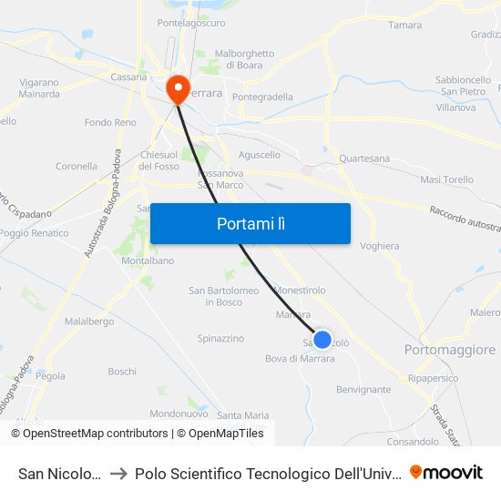 San Nicolo' [A59] to Polo Scientifico Tecnologico Dell'Università Di Ferrara map