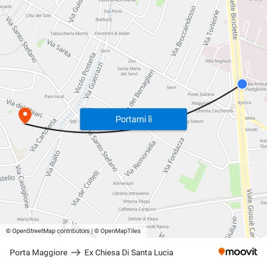 Porta Maggiore to Ex Chiesa Di Santa Lucia map