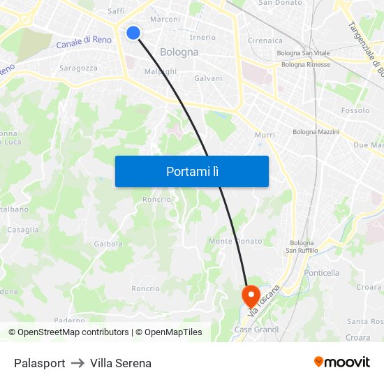 Palasport to Villa Serena map