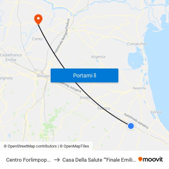 Centro Forlimpopoli to Casa Della Salute ""Finale Emilia"" map