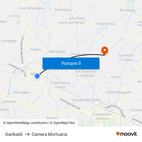 Garibaldi to Camera Mortuaria map