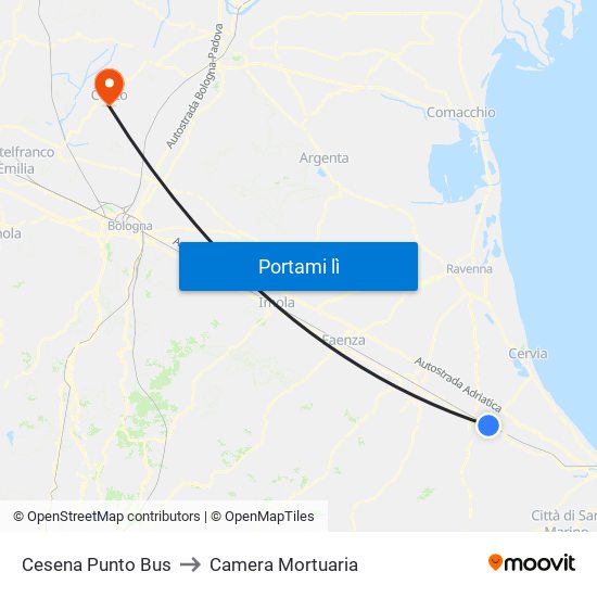 Cesena Punto Bus to Camera Mortuaria map