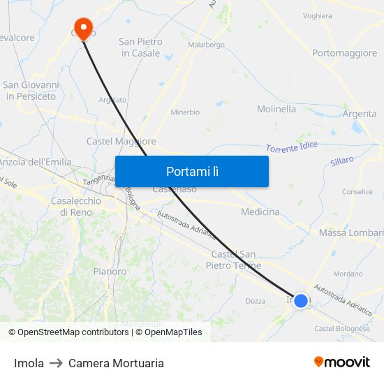 Imola to Camera Mortuaria map