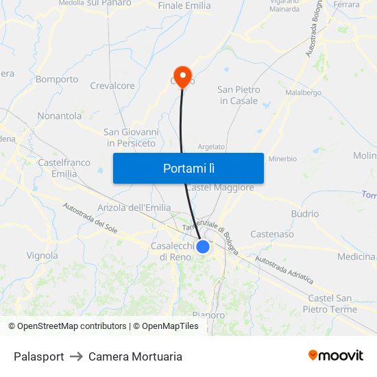Palasport to Camera Mortuaria map