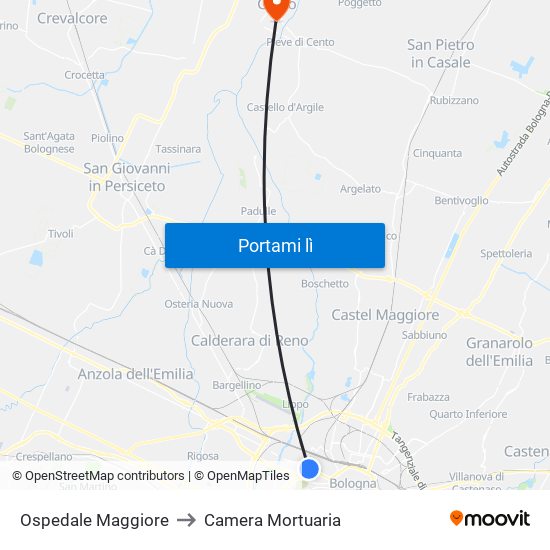 Ospedale Maggiore to Camera Mortuaria map