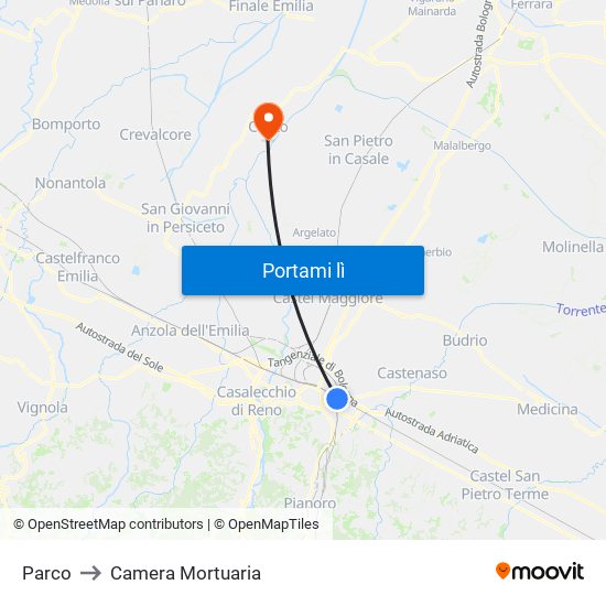 Parco to Camera Mortuaria map