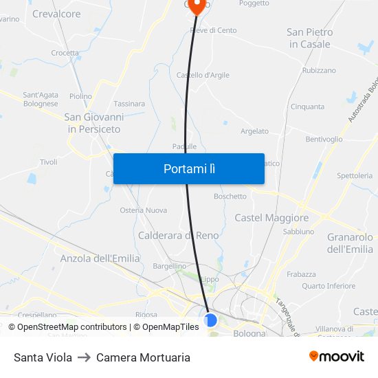 Santa Viola to Camera Mortuaria map
