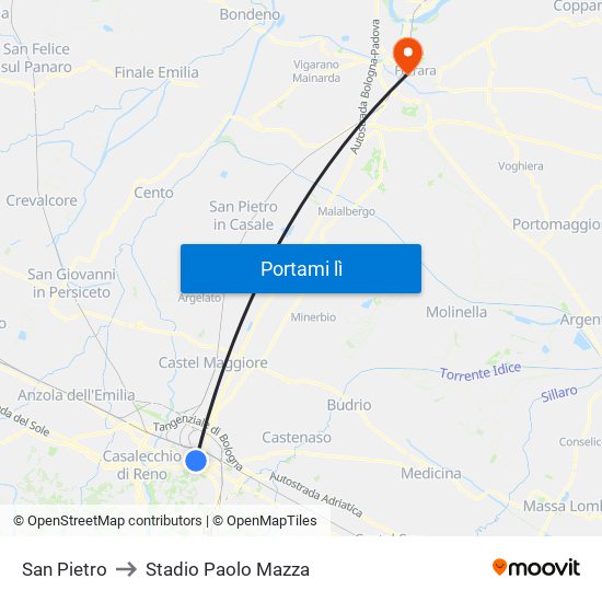 San Pietro to Stadio Paolo Mazza map