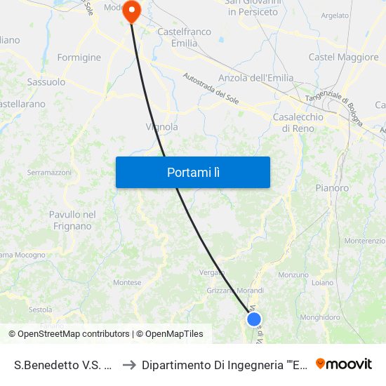 S.Benedetto V.S. Stazione to Dipartimento Di Ingegneria ""Enzo Ferrari"" map