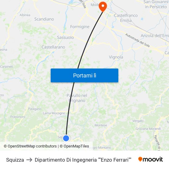 Squizza to Dipartimento Di Ingegneria ""Enzo Ferrari"" map