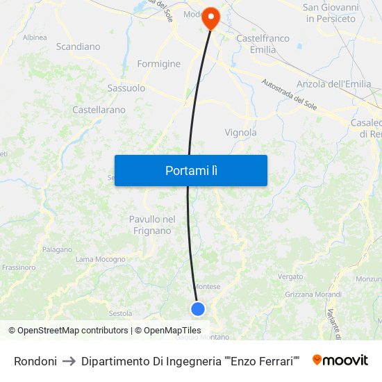 Rondoni to Dipartimento Di Ingegneria ""Enzo Ferrari"" map