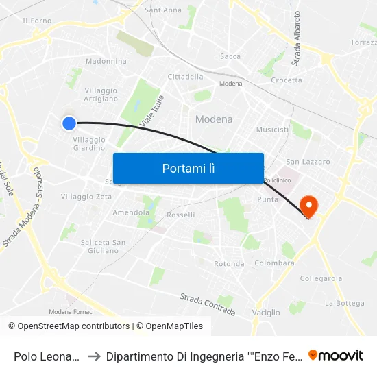 Polo Leonardo to Dipartimento Di Ingegneria ""Enzo Ferrari"" map