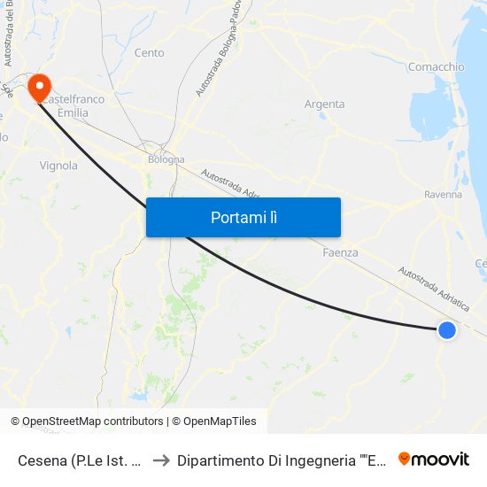 Cesena (P.Le Ist. Agraria) to Dipartimento Di Ingegneria ""Enzo Ferrari"" map