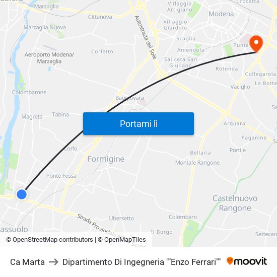 Ca Marta to Dipartimento Di Ingegneria ""Enzo Ferrari"" map