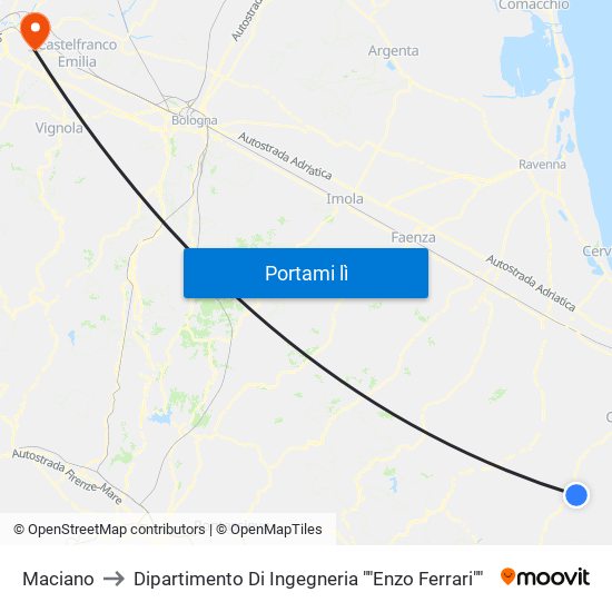 Maciano to Dipartimento Di Ingegneria ""Enzo Ferrari"" map