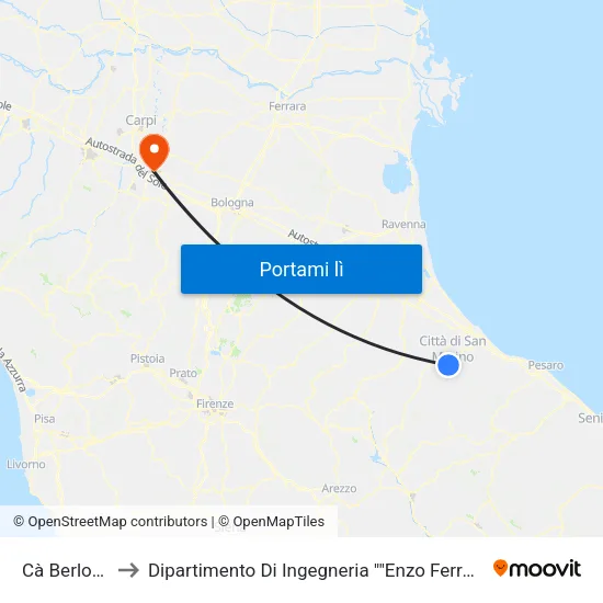 Cà Berlone to Dipartimento Di Ingegneria ""Enzo Ferrari"" map