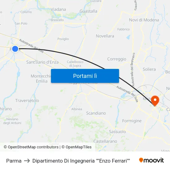 Parma to Dipartimento Di Ingegneria ""Enzo Ferrari"" map