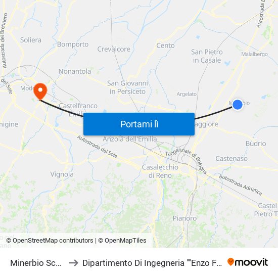 Minerbio Scuole to Dipartimento Di Ingegneria ""Enzo Ferrari"" map