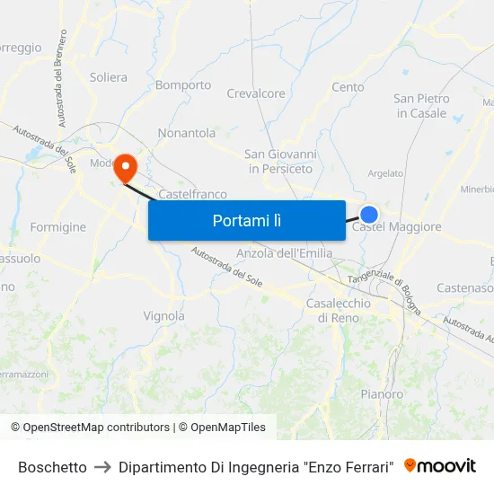 Boschetto to Dipartimento Di Ingegneria "Enzo Ferrari" map